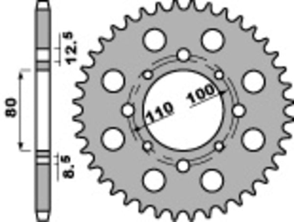 PBR Standard C45 Oceľový zadný sprock 333 - 630 333 38 C45