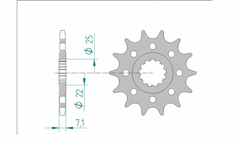 AFAM Steel Standard Front Sprocket 24511 - 520, framdrev i stål för Kawasaki Ninja ZX-6R. Precisionsdesign med 22 mm innerdiameter och hållbar konstruktion.