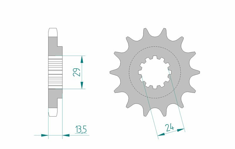 AFAM Steel Standard Framdrev 24900 - 530 för Kawasaki motorcyklar. Hållbart stålframdrevsdrev med 13,5 mm tjocklek och 29 mm höjd.