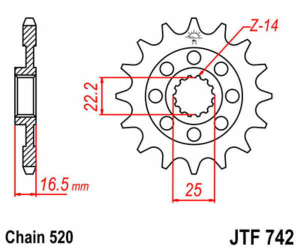 JT Sprock's Steel Standard Front Sprocket 742 - 520 JTF742.15
