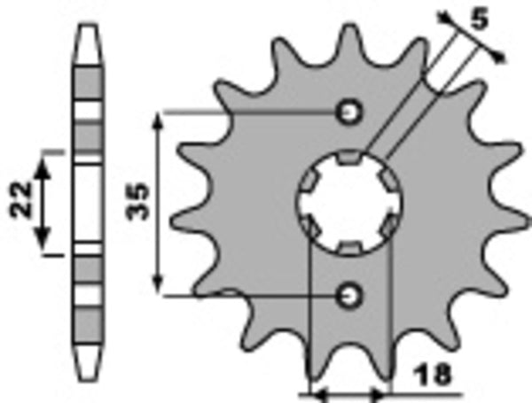 PBR oceľový štandardný predný sprock 2053 - 428 2053 14 18nc