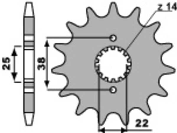 PBR oceľový štandardný predný sprock 728 - 530 728 14 18nc