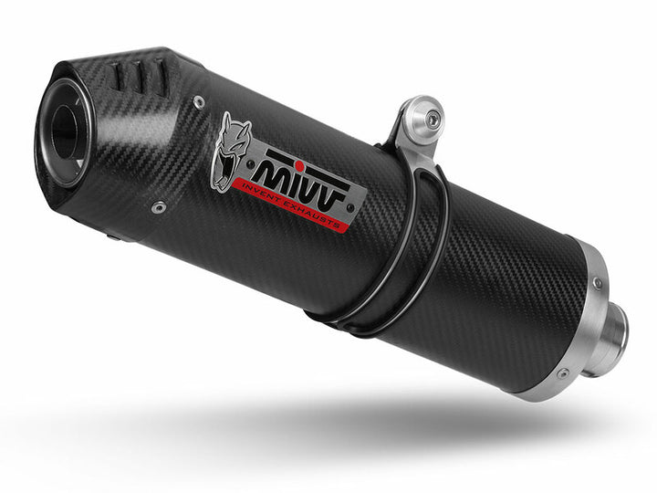 MIVV Oval Carbon Muffler Carbon End Cap Honda Integra 750 H.065.L3C med sportig design i kolfiber, perfekt som reservdel inom fordonsavgassystem.