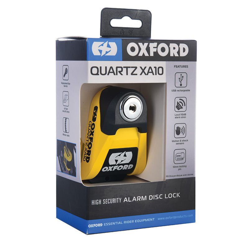 Oxford XA10 Alarm Disk Lock - Ø10mm žltá/čierna LK216