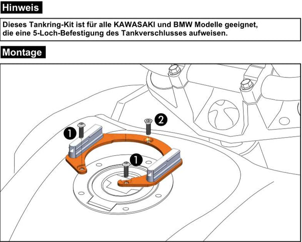 Zamknutím kruhového krúžku 5 otvorov vrátane. Tank Tank kawasaki/BMW F 650