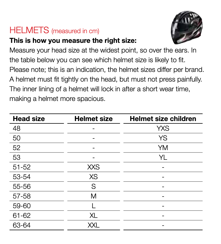 Bayard Barn MC Helmet SP-56 čísla