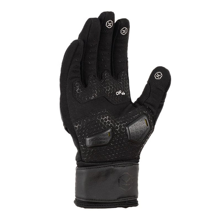 Knox Textil Mc-Handskar Orsa MK4 Svart med greppvänlig insida och förstärkta paneler. Optimal för säkerhet och prestanda vid motorcykelkörning.