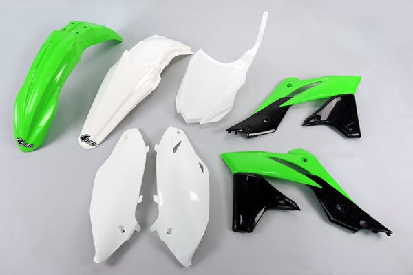 Plastová súprava UFO OEM Farba (14-15) zelená/biela/čierna kawasaki KX-F250 KAKIT221@999
