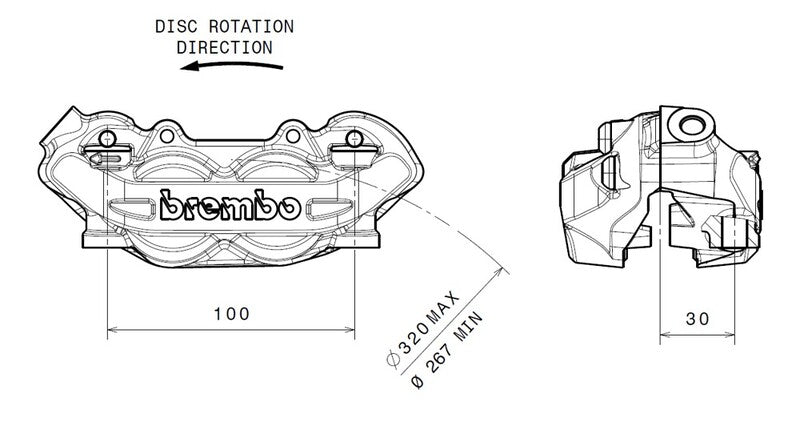 BREMBO P4 Front Left Brake Caliper Titanium Ø32mm 920.9970.17