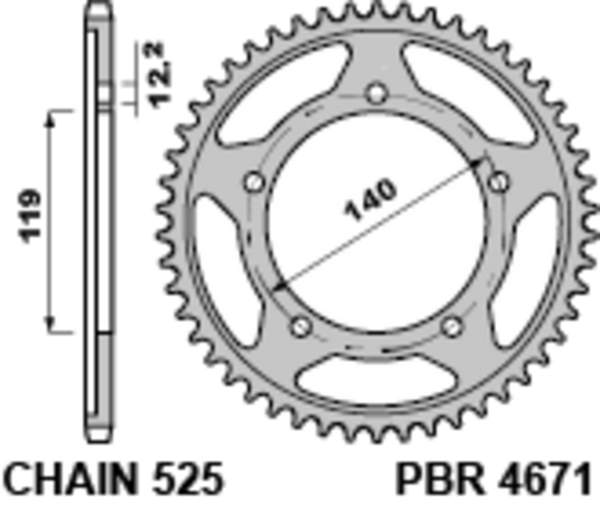 PBR oceľový štandardný zadný spropet 4671 - 525 4671 44 C45
