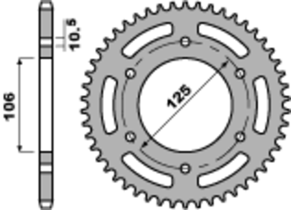 PBR štandardná oceľová chrbát sprock 4530 - 520 4530 51 C45