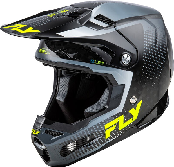 Fly Racing Formul Formula s uhlíkovým protokolom prilby-čierny uhlík/šedá/hi-vis 73-4464x