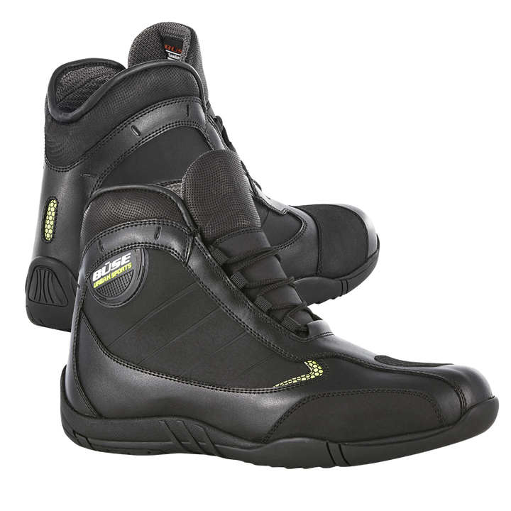 BÜSE Unisex Mc-Skor Urban Sport Vattentätt Svart med sportig design och förstärkt skydd. Perfekt för motorcyklister som söker komfort och säkerhet.
