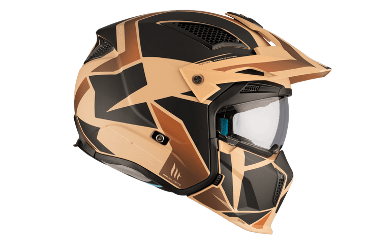 MT Helmets Öppen Mc-Hjälm Streetfighter SV S P1R B9 med avtagbart hakskydd och avancerad ventilation för komfort och säkerhet.