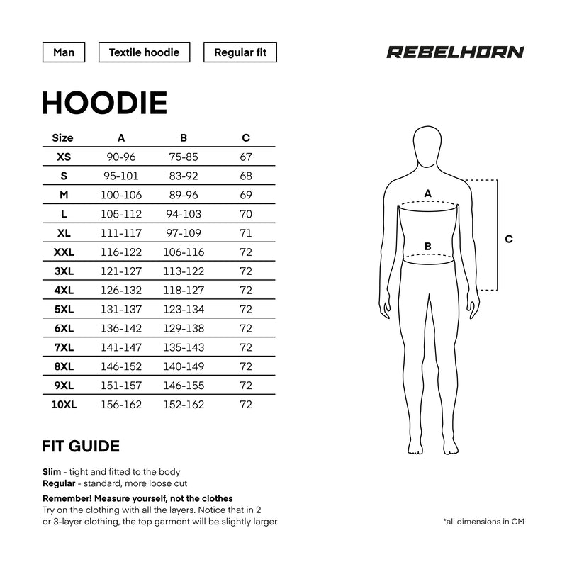 Rebelhorn Kevlar Mc-Hoodie Black up to 10XL