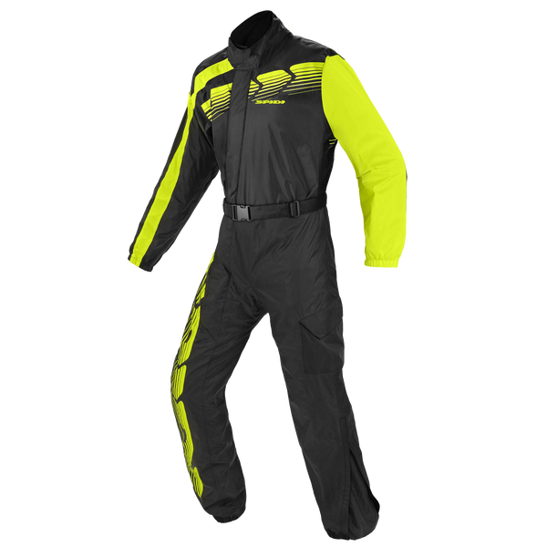 Spidi Regnställ 1-delat Touring Svart/Flu med svart och fluorgula detaljer, designat för touring och tillgängligt i flera storlekar.