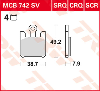 TRW brzdová podložka Sinter Race Longlife MCB742SCR