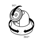 Illustration av QuadLock 360 Arm - Single Pivot med 90° och 360° rotationsmöjligheter. Perfekt för flexibel montering.