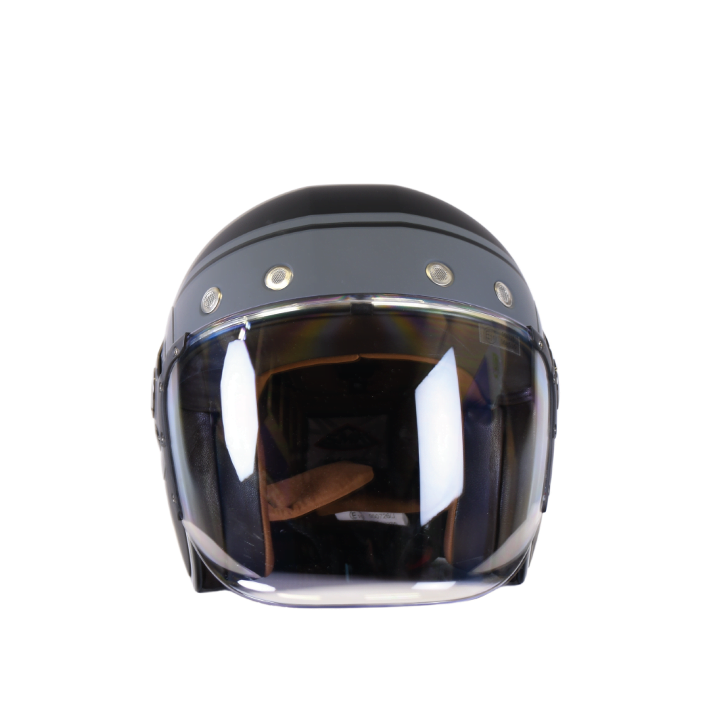 SMK Jet MC Helmet retro sedem čiernych